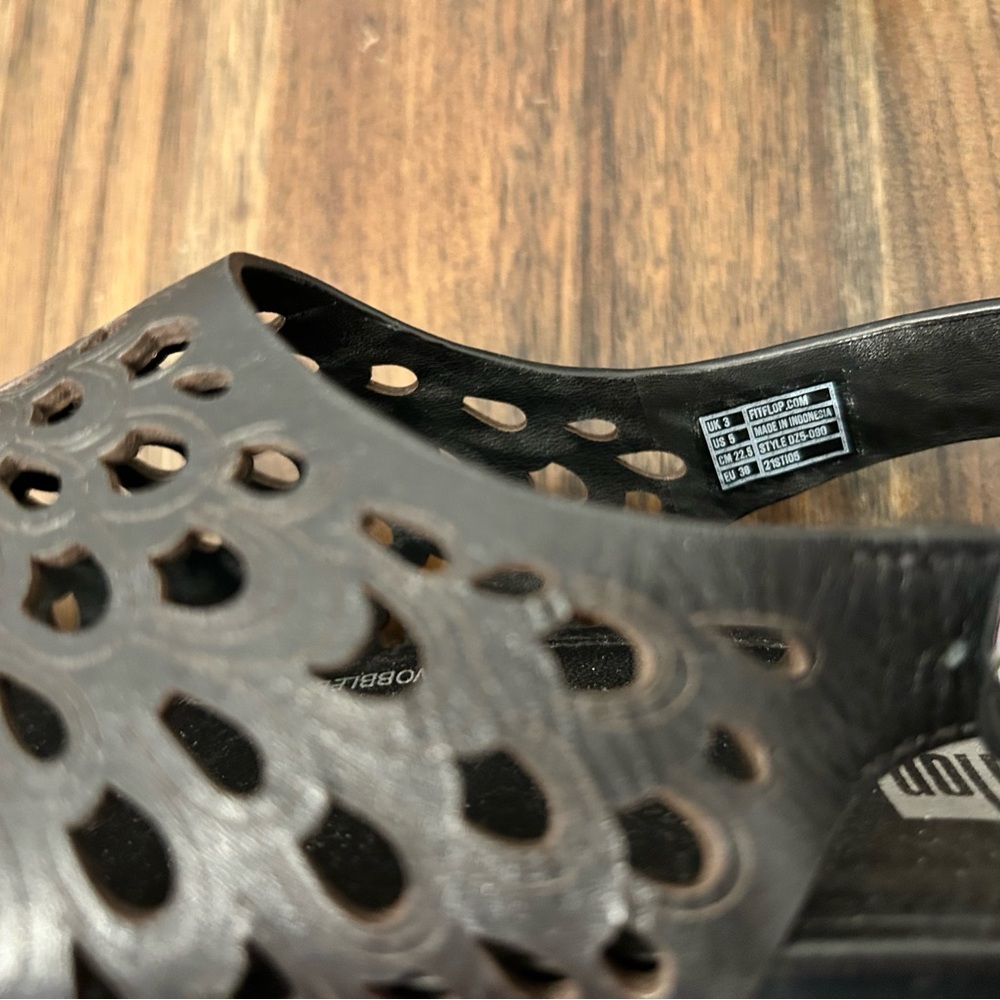 FitFlop Black Floral Cutout Sandals - Picture 5 of 5